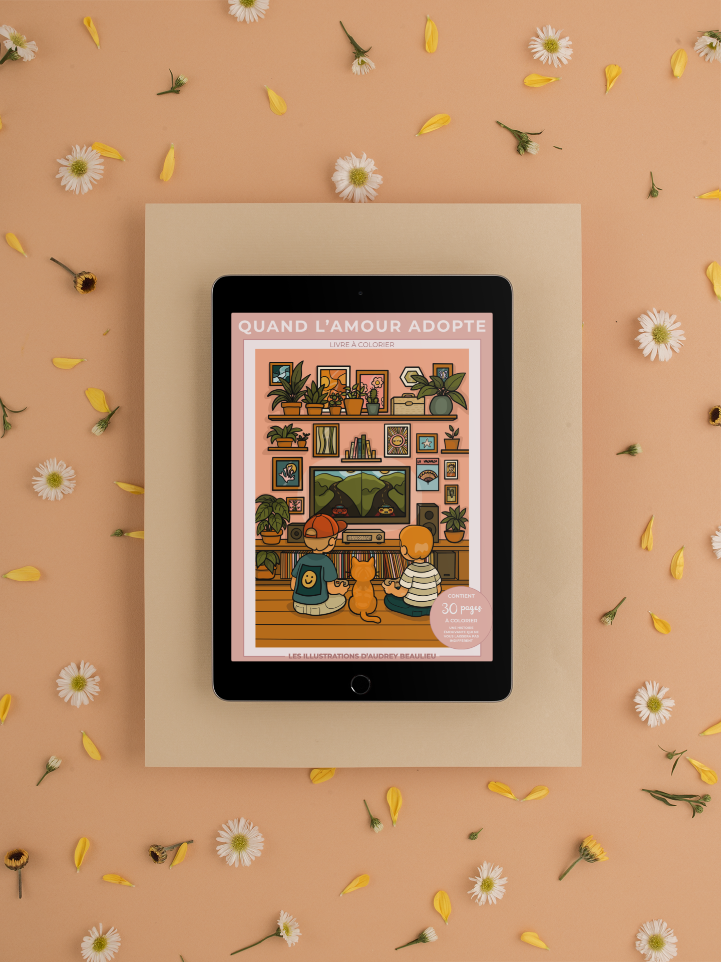 Livre à colorier - QUAND L'AMOUR ADOPTE - version NUMÉRIQUE - FR